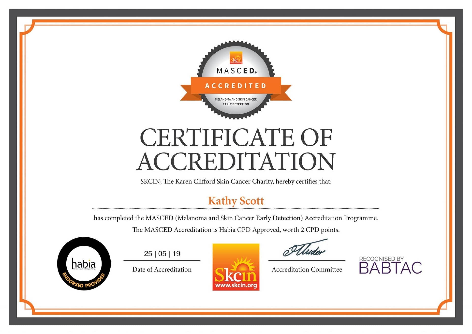 MASCED certificate